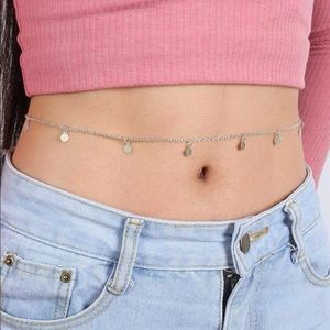 🎉 New adjustable Silver Disc Waist Body Chain